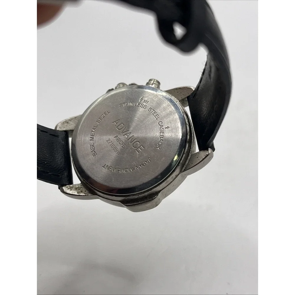 Advance Night Light Women's‎ Quartz Watch Black Leather Band- New Battery